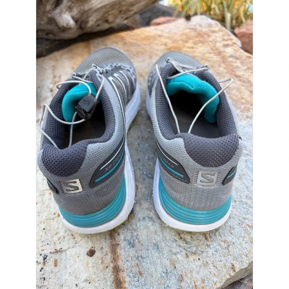 Salomon XR Crossmax Trail Running Shoes Womens 6 Grey Teal Sneakers Door / Trail